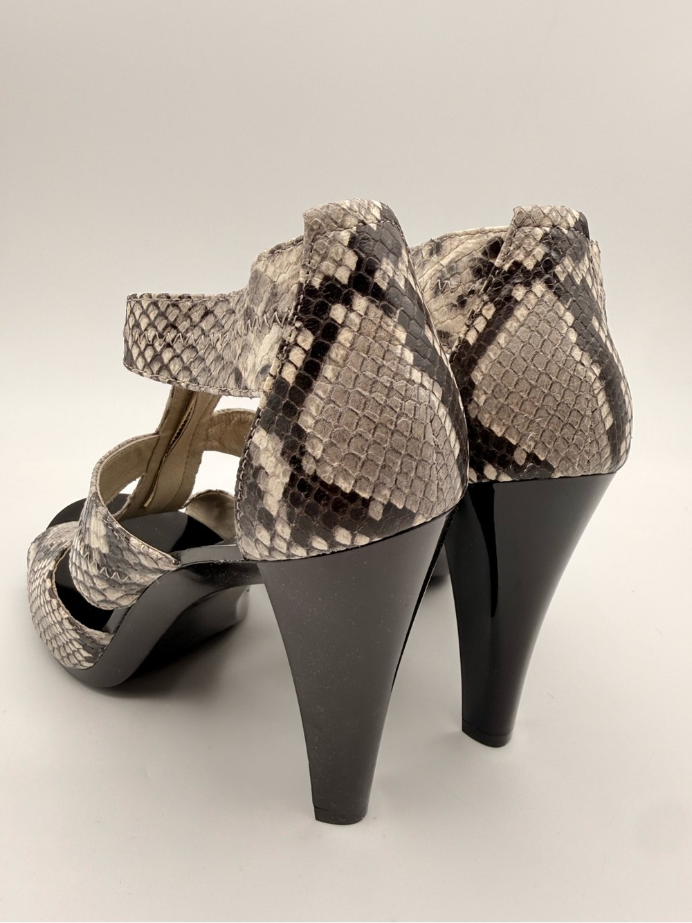 MICHAEL KORS Snakeskin Leather Strappy Platform Heels Size 11 - Picture 7 of 17